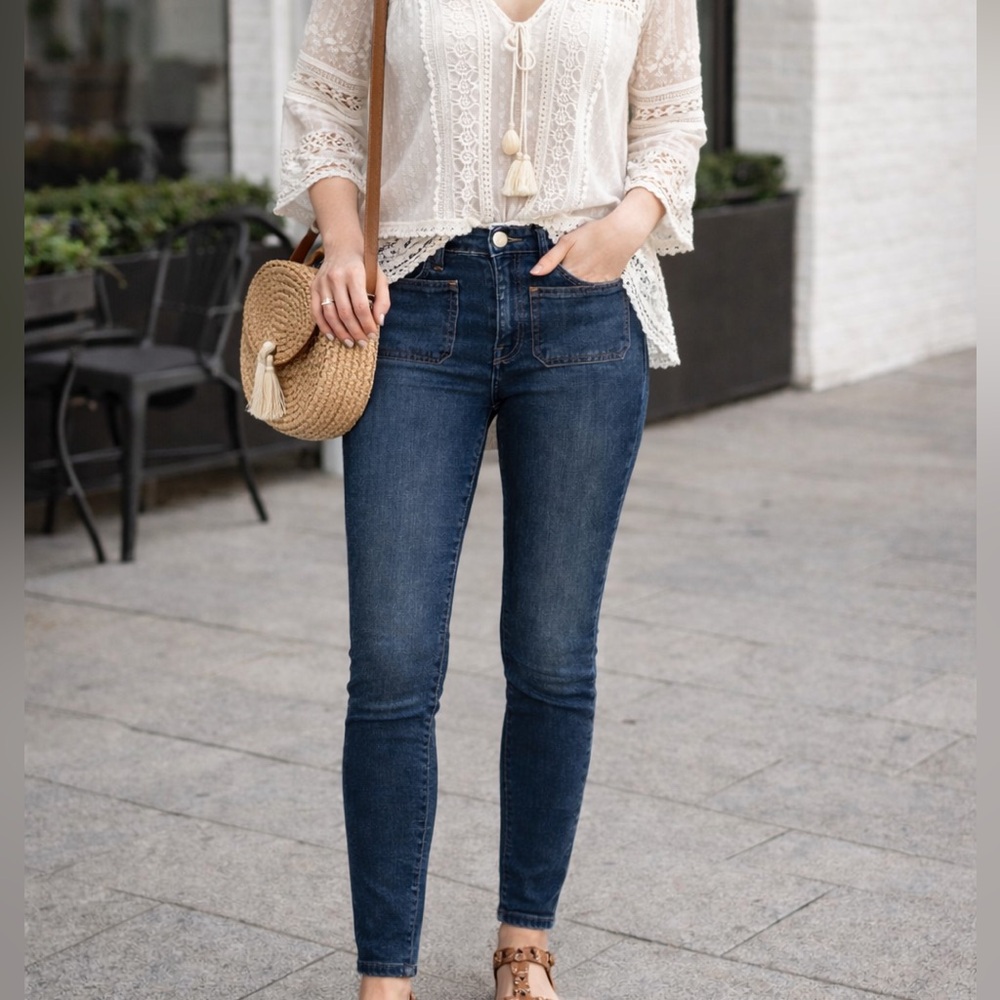 GAP Women’s Mid Rise True Skinny Jeans Dark Wash | Boho Casual Denim